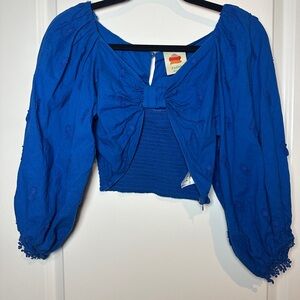 Farm Rio blue 3D pineapple crop top in 100% cotton material